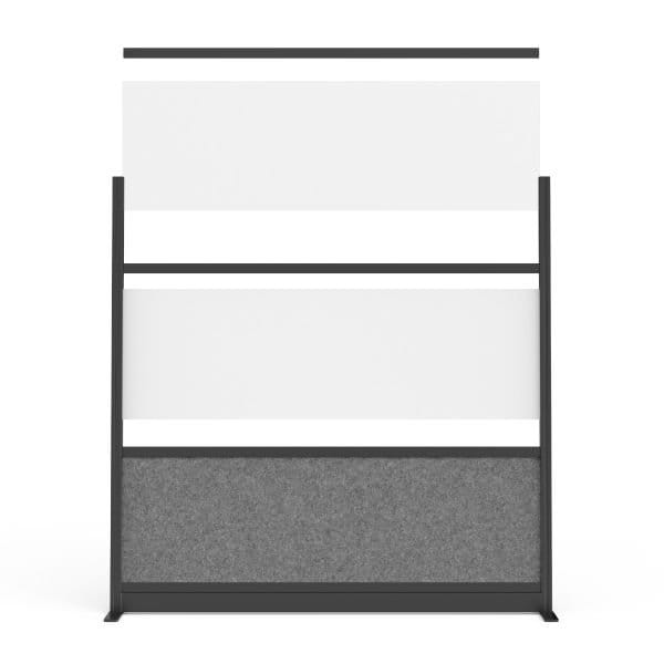 Modular Wall Room Divider System - Black Frame - 53in. X 70in. Add-On Wall - Wide Paneling